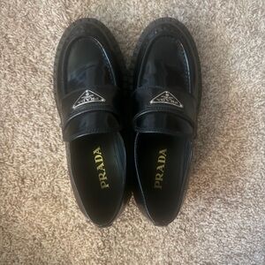 Prada Women's Black Glossy Loafers